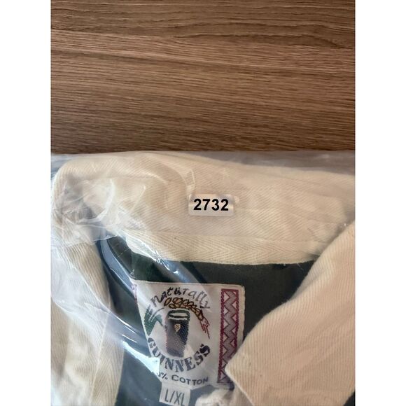 Vtg Guinness Embroidered Rugby Polo Long Sleeve Striped Men's L/XL* Green - Picture 14 of 14